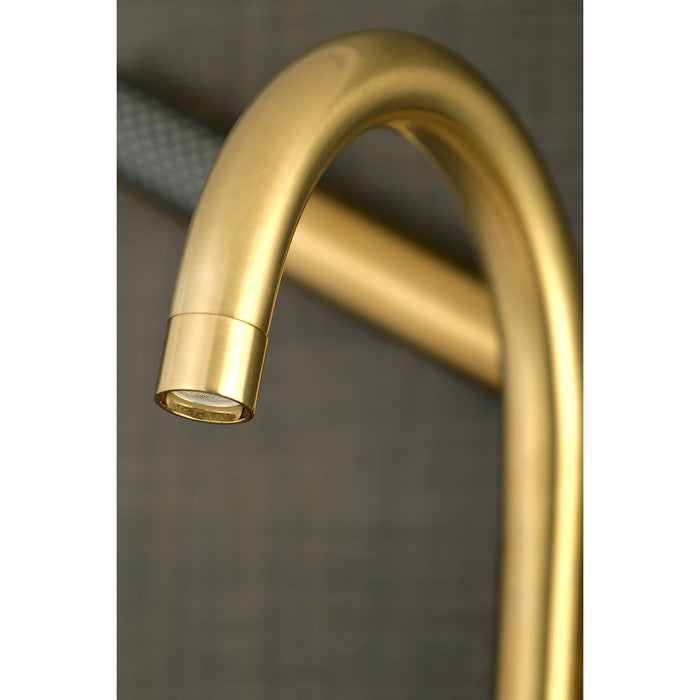 Concord AE8157DL Three-Handle 2-Hole Tub Wall Mount Clawfoot Tub Faucet with Hand Shower, Brushed Brass