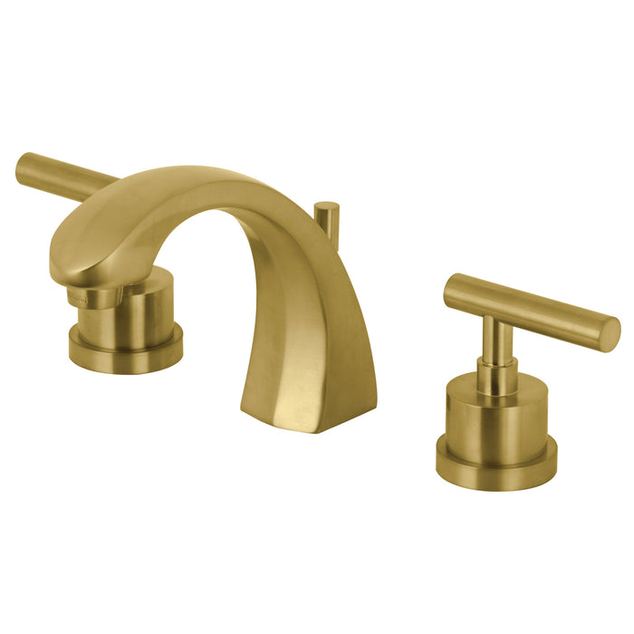Manhattan KS4987CML Two-Handle 3-Hole Deck Mount Widespread Bathroom Faucet with Brass Pop-Up, Brushed Brass