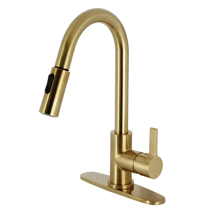Continental LS8783CTL Single-Handle 1-Hole Deck Mount Pull-Down Sprayer Kitchen Faucet, Brushed Brass