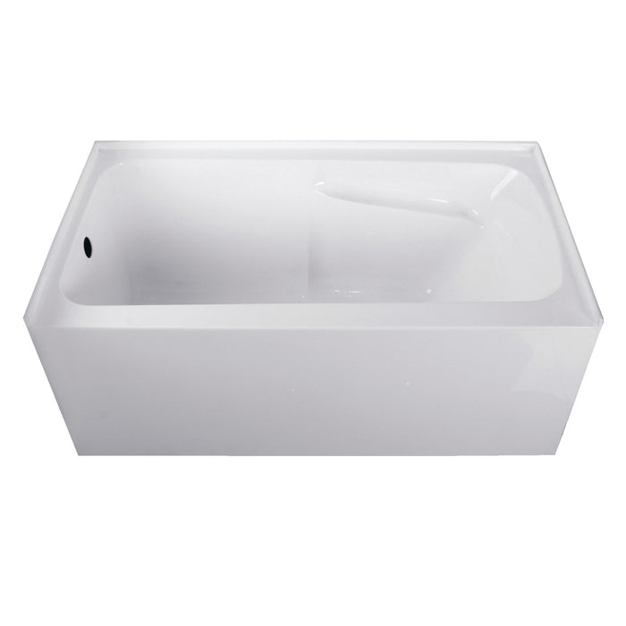 Aqua Eden VTAP543023L 54-Inch Acrylic 3-Wall Alcove Tub with Arm Rest and Left Hand Drain Hole, White