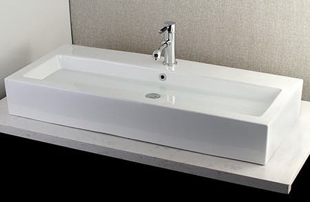 Wash Your Hands in Style with the Fauceture Elongated Rectangular White Bathroom Vessel Sink, EV3917