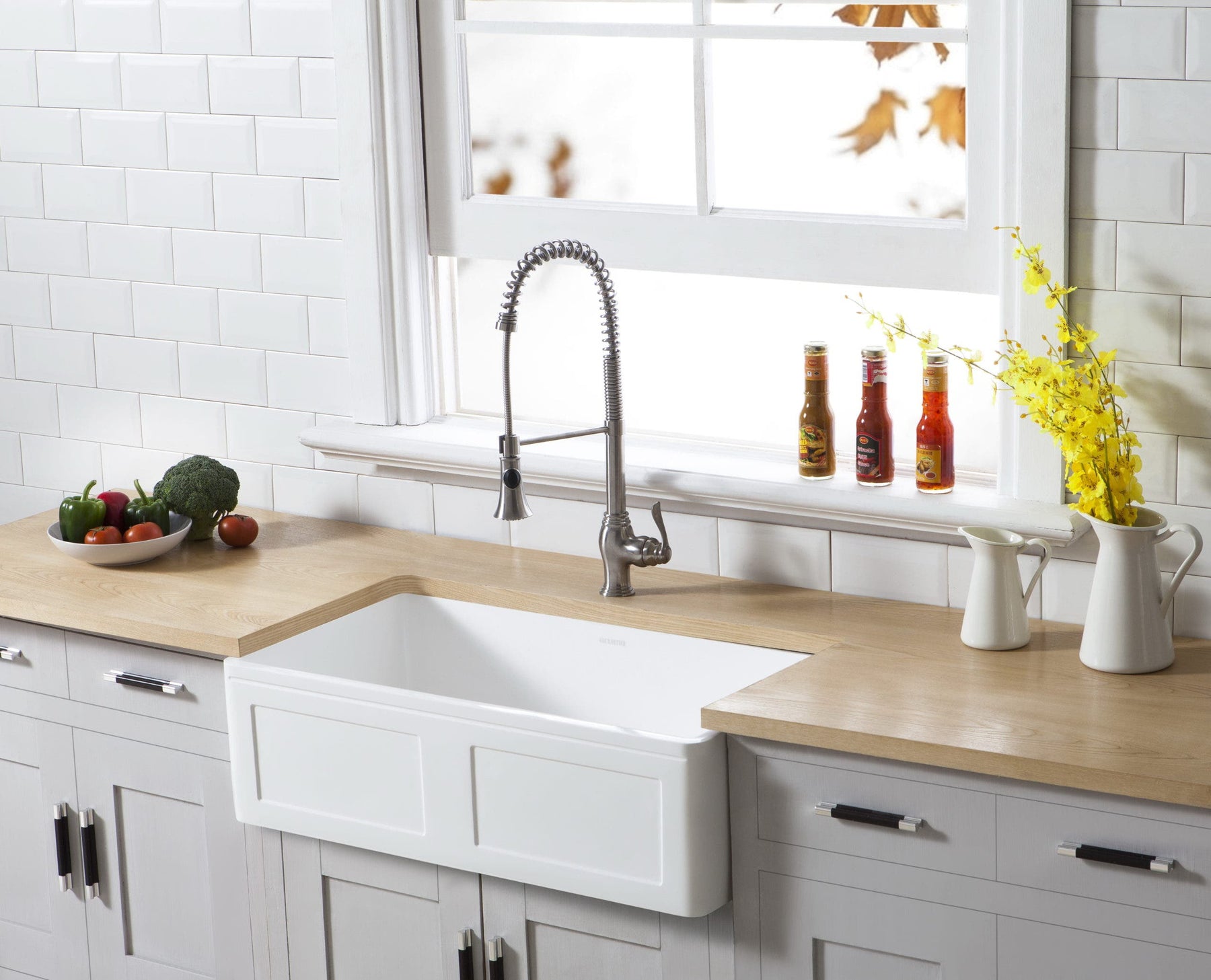 The Gourmetier White Stone Apron Front Farmhouse Kitchen Sink is the Contemporary Essential Your Home is Missing, GKFA331810DS