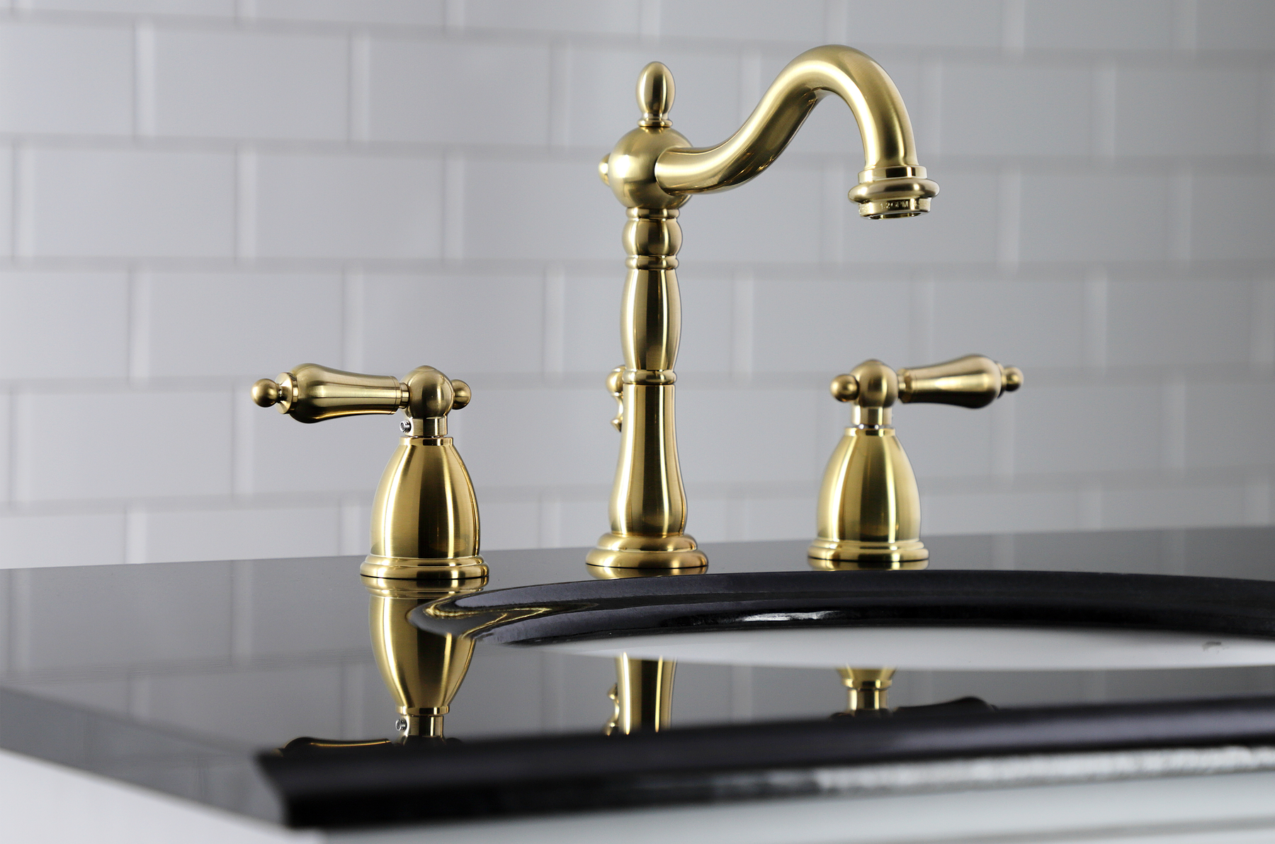 Satin Brass Heritage 8 in. Widespread Bathroom Faucet, KB1977AL
