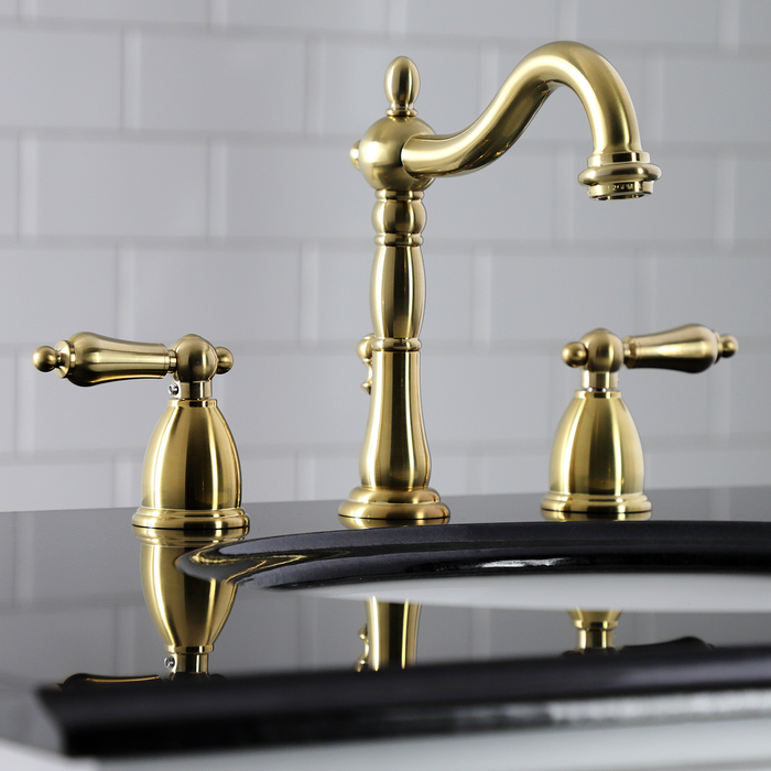 Satin Brass Heritage 8 in. Widespread Bathroom Faucet, KB1977AL