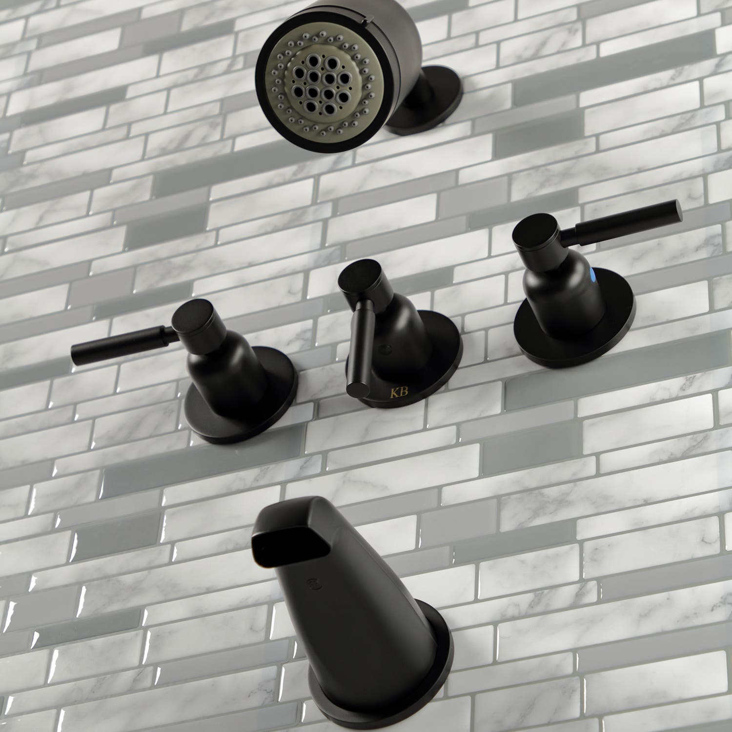 JIEBAO Black Waterfall Bath Shower Set – Wall-Mounted Rain Shower Faucet For Tub