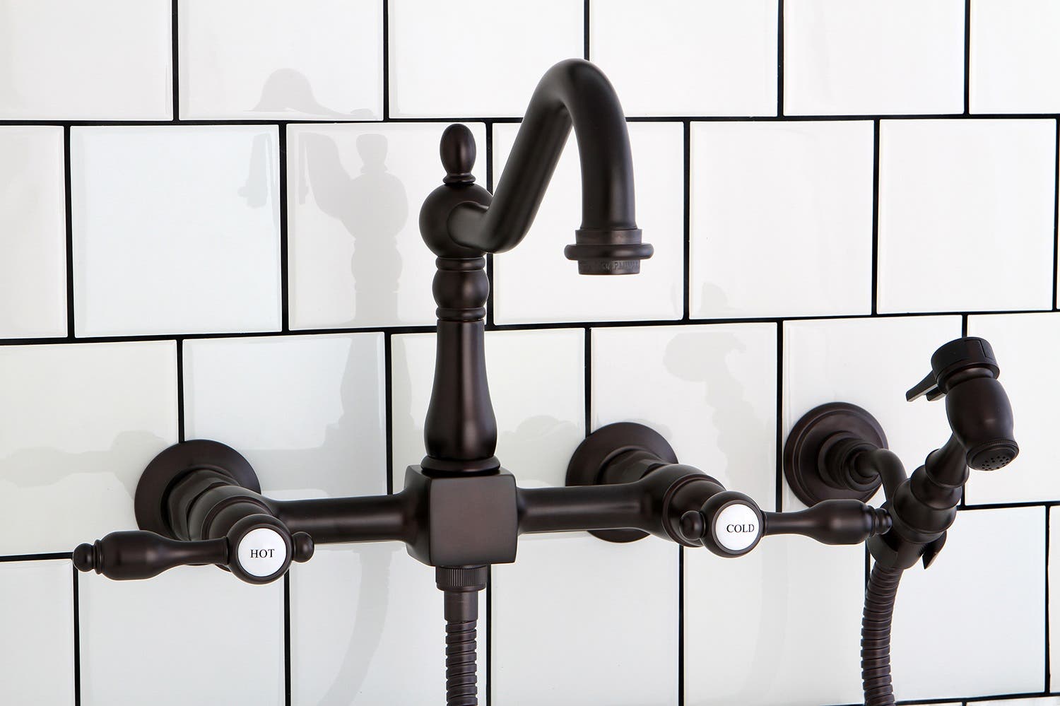 Oil Rubbed Bronze Wall Mount Kitchen Faucet Feature: KS1245TALBS ...