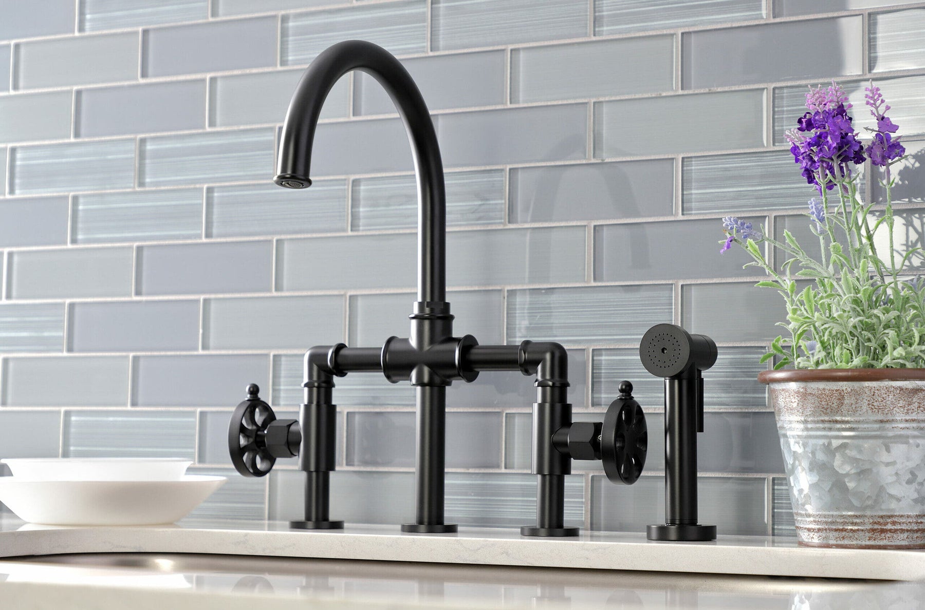 How to Design Your Kitchen Around Industrial Bridge Faucets