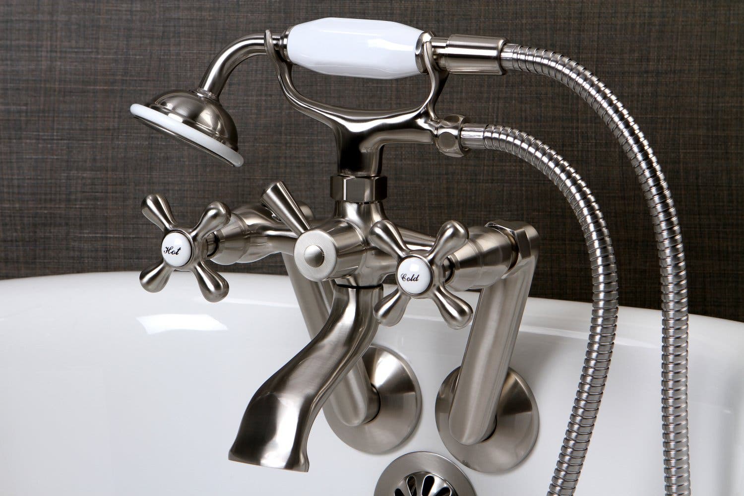 The KS269SN Victorian Deck Mount Tub Faucet Compliments Classic and Eclectic Bathrooms