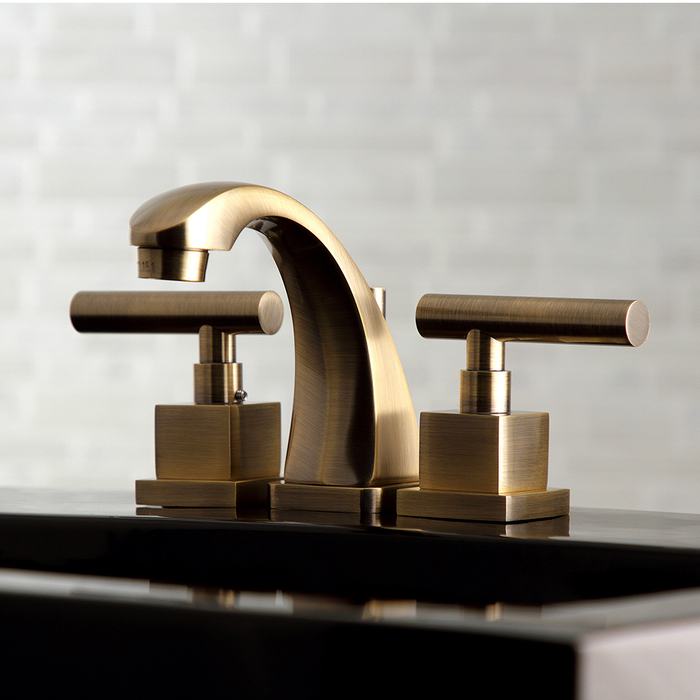 Antique Brass 8-Inch Widespread Bathroom Faucet with Brass Pop-Up, KS4943CQL