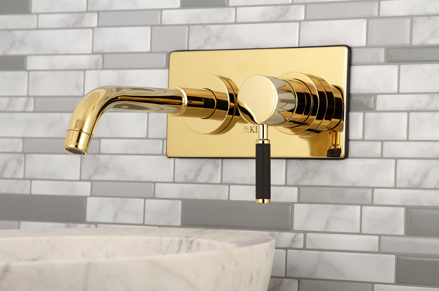 Polished Brass Single-Handle Wall Mount Bathroom Faucet, KS8112DKL 