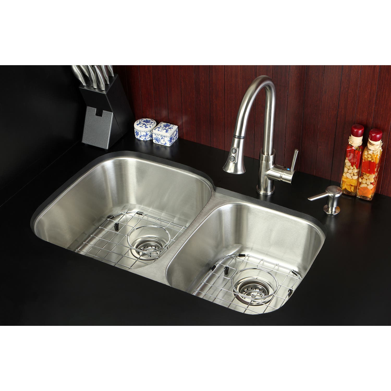 Make Dish-Washing Easy with the Stainless Steel Double-Bowl Kitchen Sink and Faucet Combo, KZGKUD3211F