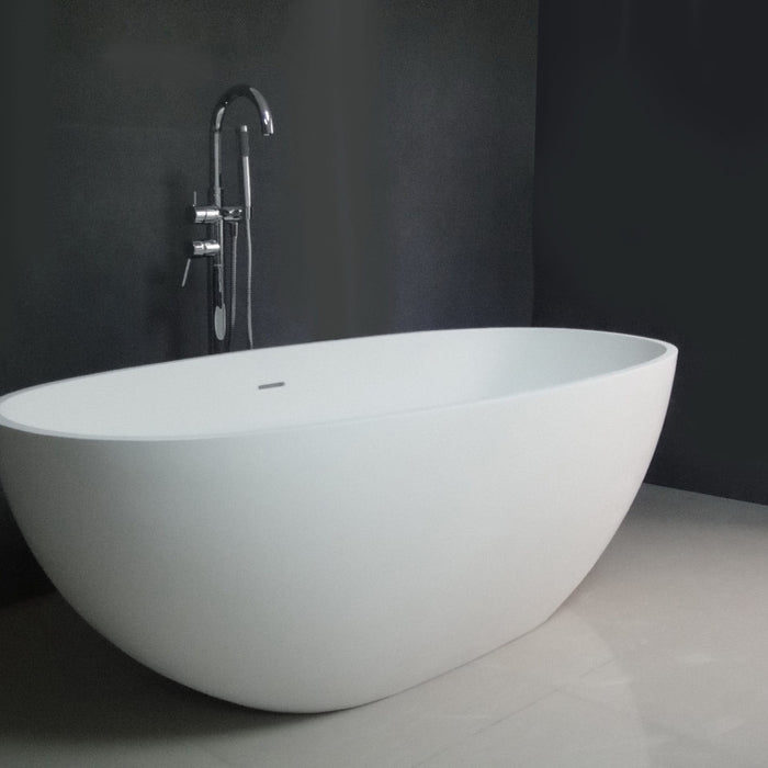 Watch Your Stress Melt Away with Aqua Eden's Solid Surface Freestanding Oval Tub, VRTRS653123