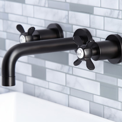 Matte Black 2-Handle Wall Mount Roman Tub Faucet, KS8020DX