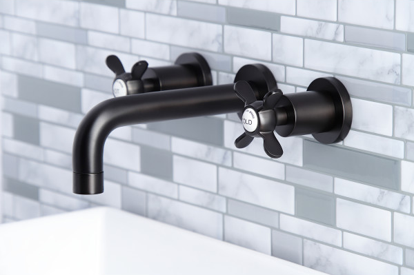 Matte Black 2-Handle Wall Mount Roman Tub Faucet, KS8020DX