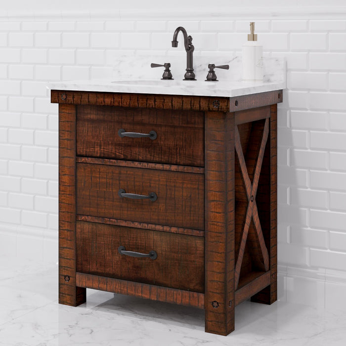 Kingston Aberdeen AB30CW03RS - 30 in. x 22 in. Bathroom Vanity Marble Top and White Basin, Rustic Sierra