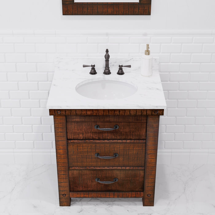 Kingston Aberdeen AB30CW03RS - 30 in. x 22 in. Bathroom Vanity Marble Top and White Basin, Rustic Sierra