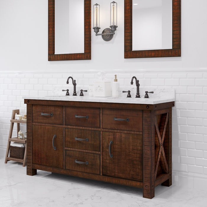 Kingston Aberdeen AB60CW03RS - 60 in. x 22 in. Bathroom Vanity Marble Top and White Basin, Rustic Sierra