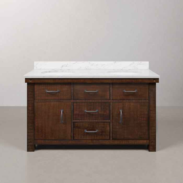Kingston Aberdeen AB60CW03RS - 60 in. x 22 in. Bathroom Vanity Marble Top and White Basin, Rustic Sierra