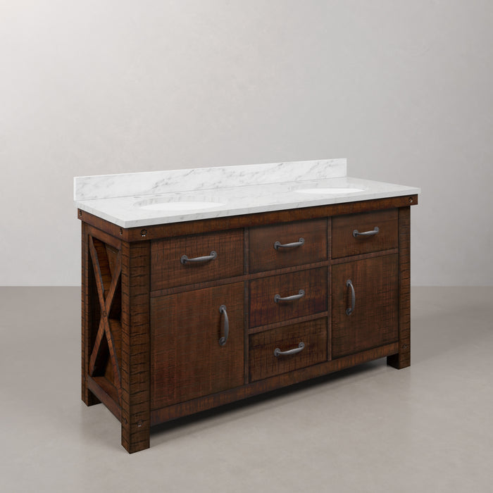 Kingston Aberdeen AB60CW03RS - 60 in. x 22 in. Bathroom Vanity Marble Top and White Basin, Rustic Sierra