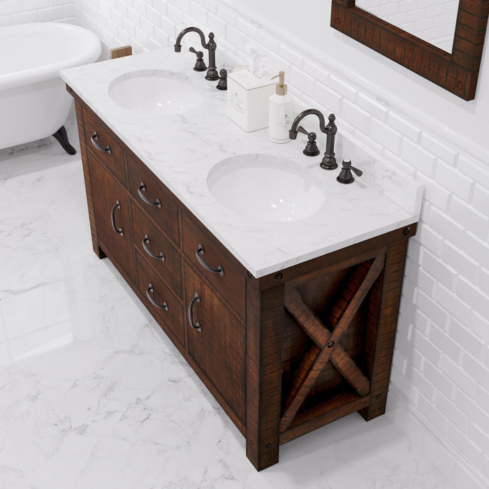 Kingston Aberdeen AB60CW03RS - 60 in. x 22 in. Bathroom Vanity Marble Top and White Basin, Rustic Sierra