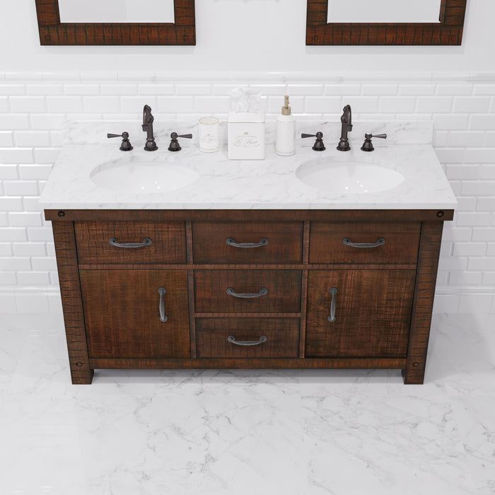 Kingston Aberdeen AB60CW03RS - 60 in. x 22 in. Bathroom Vanity Marble Top and White Basin, Rustic Sierra