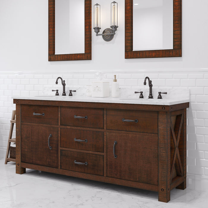Kingston Aberdeen AB72CW03RS - 72 in. x 22 in. Bathroom Vanity Marble Top and White Basin, Rustic Sierra