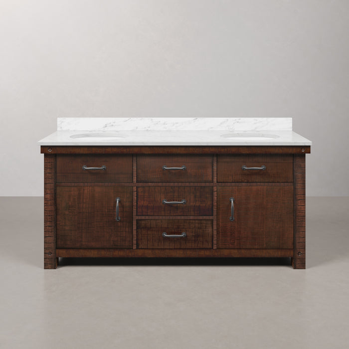 Kingston Aberdeen AB72CW03RS - 72 in. x 22 in. Bathroom Vanity Marble Top and White Basin, Rustic Sierra