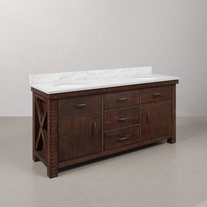 Kingston Aberdeen AB72CW03RS - 72 in. x 22 in. Bathroom Vanity Marble Top and White Basin, Rustic Sierra