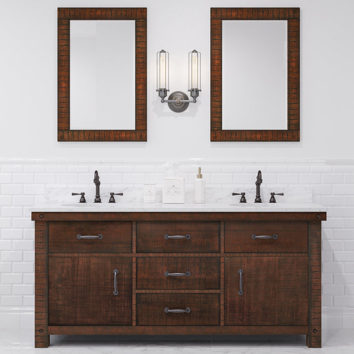 Kingston Aberdeen AB72CW03RS - 72 in. x 22 in. Bathroom Vanity Marble Top and White Basin, Rustic Sierra
