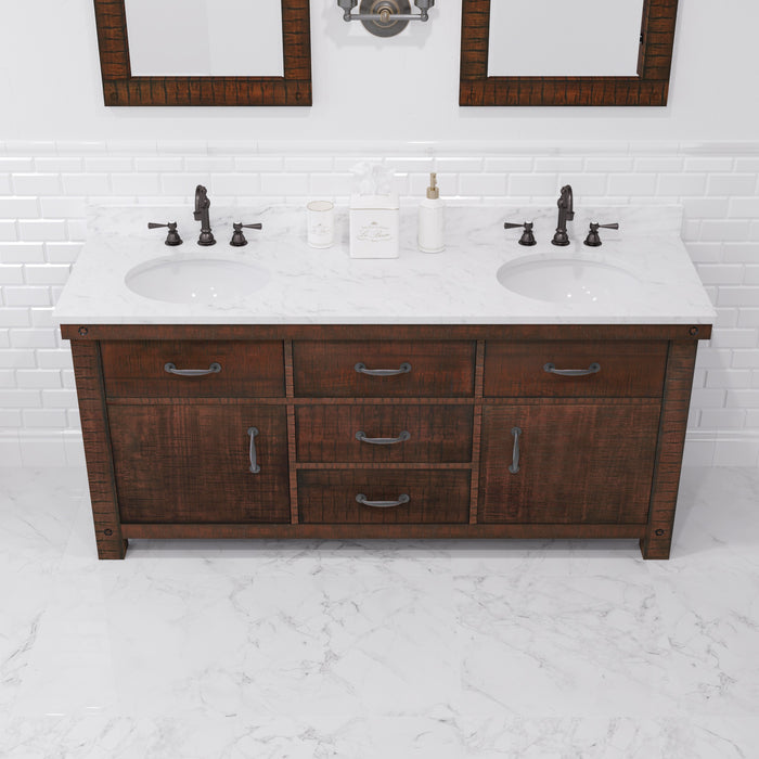 Kingston Aberdeen AB72CW03RS - 72 in. x 22 in. Bathroom Vanity Marble Top and White Basin, Rustic Sierra