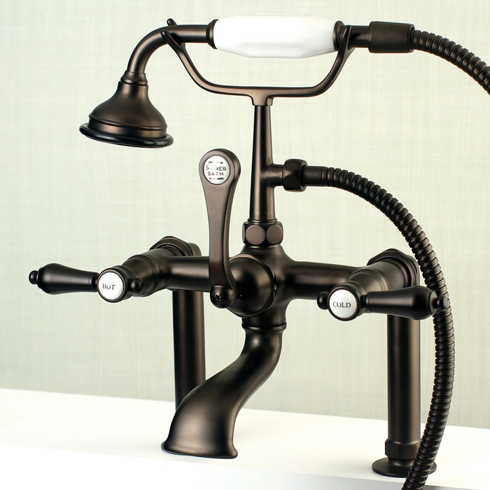 Kingston Heirloom AE103T5BAL - Heirloom Three-Handle 2-Hole Deck-Mount Clawfoot Tub Faucet with Hand Shower, Oil Rubbed Bronze