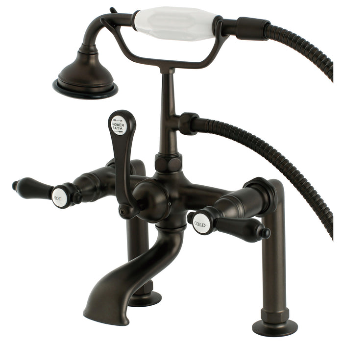 Kingston Heirloom AE103T5BAL - Heirloom Three-Handle 2-Hole Deck-Mount Clawfoot Tub Faucet with Hand Shower, Oil Rubbed Bronze