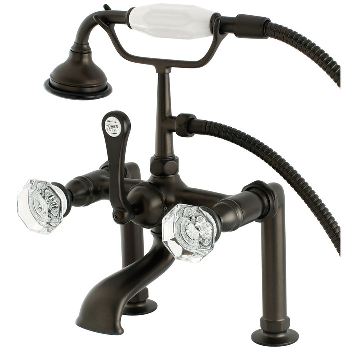 Kingston Heirloom AE103T5WCL - Celebrity Three-Handle 2-Hole Deck-Mount Clawfoot Tub Faucet with Hand Shower, Oil Rubbed Bronze