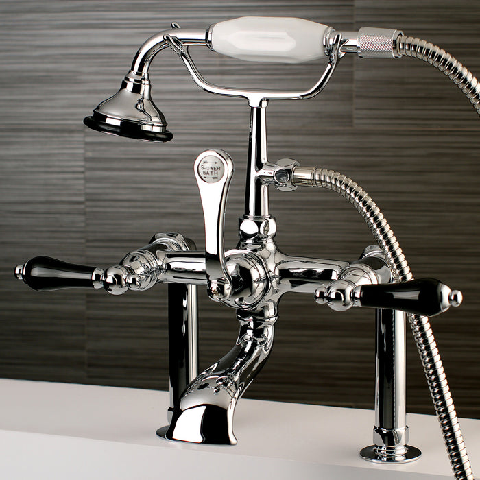 Kingston Heirloom AE104T1PKL - Duchess Three-Handle 2-Hole Deck-Mount Clawfoot Tub Faucet with Hand Shower, Polished Chrome