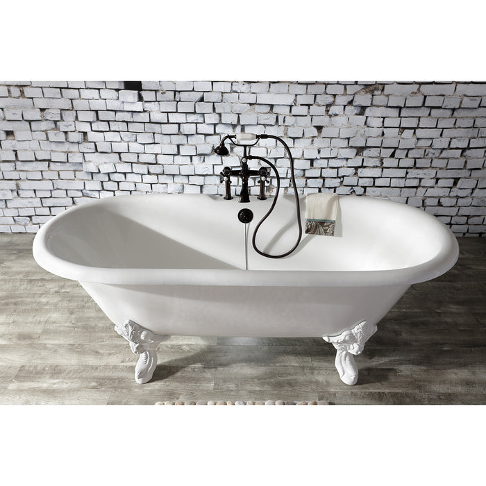 Kingston Heirloom AE109T5 - Aqua Vintage Three-Handle 2-Hole Deck-Mount Clawfoot Tub Faucet with Hand Shower, Oil Rubbed Bronze