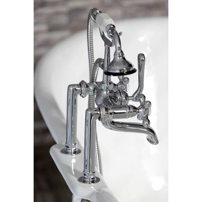 Kingston Heirloom AE110T1 - Aqua Vintage Three-Handle 2-Hole Deck-Mount Clawfoot Tub Faucet with Hand Shower, Polished Chrome