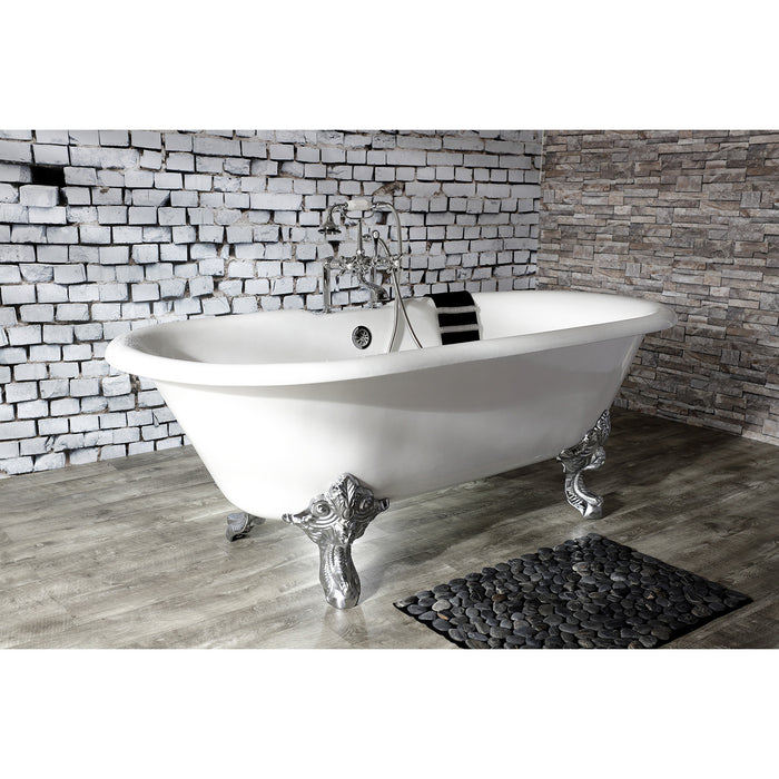 Kingston Heirloom AE110T1 - Aqua Vintage Three-Handle 2-Hole Deck-Mount Clawfoot Tub Faucet with Hand Shower, Polished Chrome