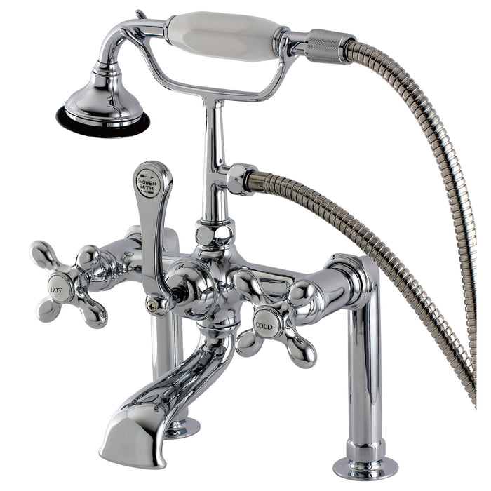Kingston Heirloom AE110T1 - Aqua Vintage Three-Handle 2-Hole Deck-Mount Clawfoot Tub Faucet with Hand Shower, Polished Chrome