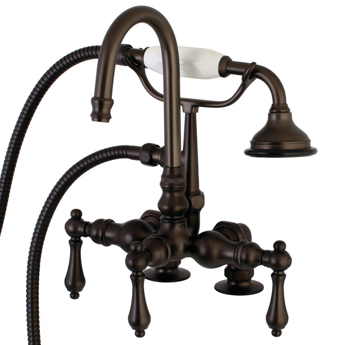 Kingston Tulare AE13T5 - Aqua Vintage Three-Handle 2-Hole Deck-Mount Clawfoot Tub Faucet with Hand Shower, Oil Rubbed Bronze