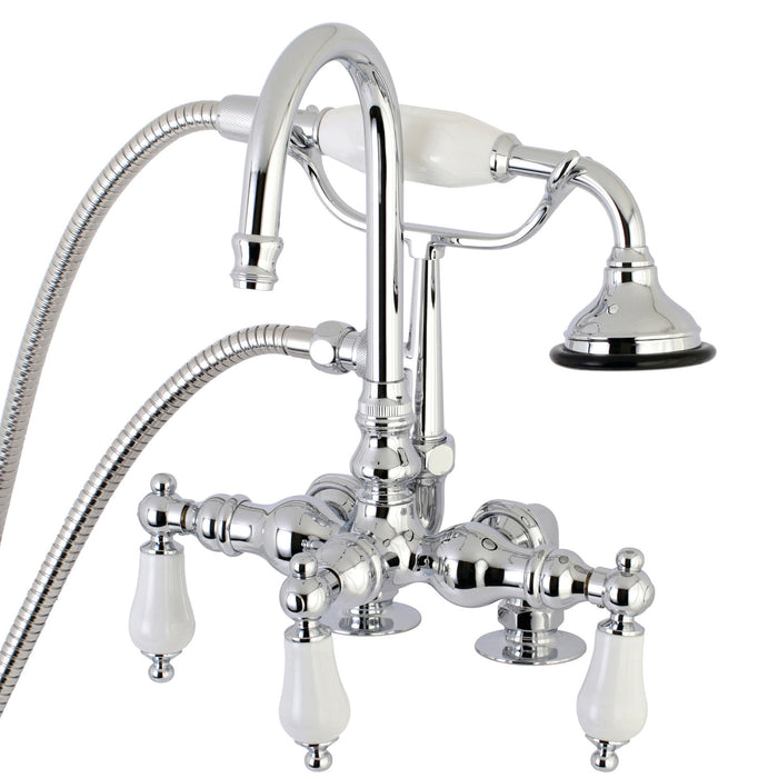 Kingston Heirloom AE16T1 - Aqua Vintage Three-Handle 2-Hole Deck-Mount Clawfoot Tub Faucet with Hand Shower, Polished Chrome