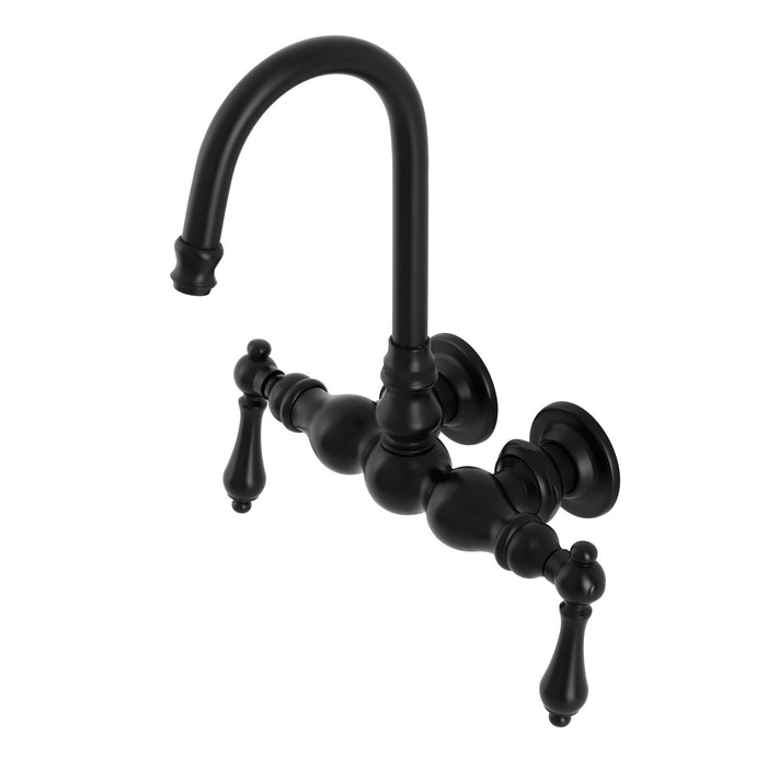 Kingston Tulare AE1T0 - Aqua Vintage Two-Handle 2-Hole Tub Wall Mount Clawfoot Tub Faucet, Matte Black