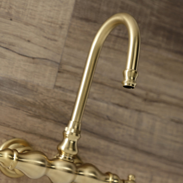 Kingston Tulare AE1T7 - Aqua Vintage Two-Handle 2-Hole Tub Wall Mount Clawfoot Tub Faucet, Brushed Brass