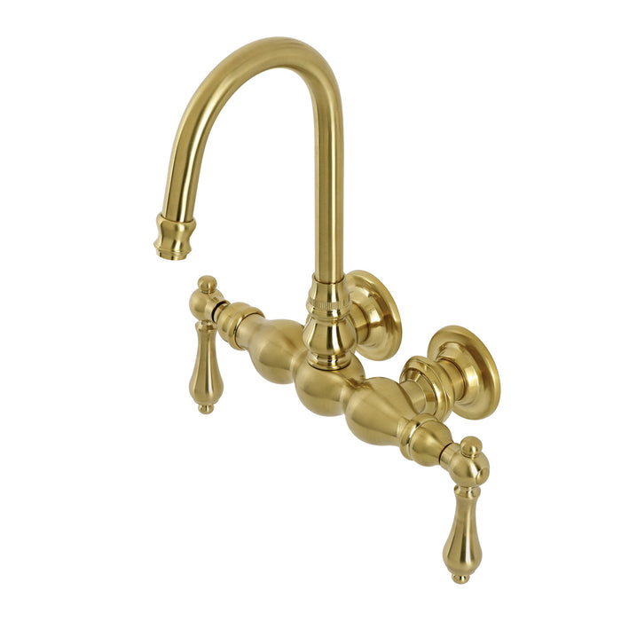 Kingston Tulare AE1T7 - Aqua Vintage Two-Handle 2-Hole Tub Wall Mount Clawfoot Tub Faucet, Brushed Brass