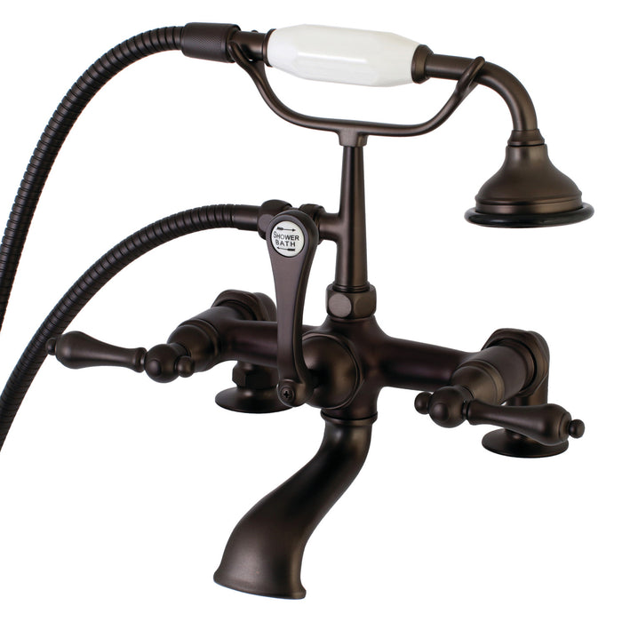 Kingston Heirloom AE203T5 - Aqua Vintage Three-Handle 2-Hole Deck-Mount Clawfoot Tub Faucet with Hand Shower, Oil Rubbed Bronze