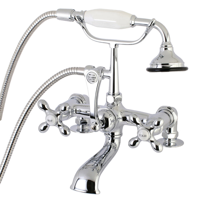 Kingston Heirloom AE210T1 - Aqua Vintage Three-Handle 2-Hole Deck-Mount Clawfoot Tub Faucet with Hand Shower, Polished Chrome