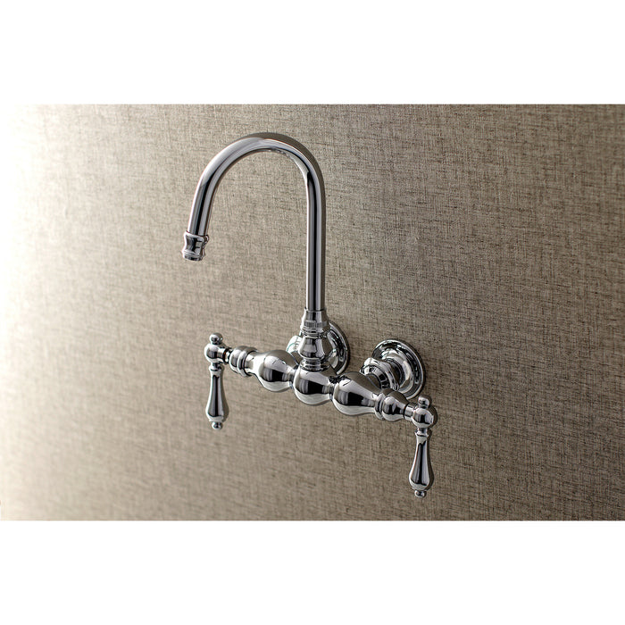 Kingston Tulare AE2T1 - Aqua Vintage Two-Handle 2-Hole Tub Wall Mount Clawfoot Tub Faucet, Polished Chrome