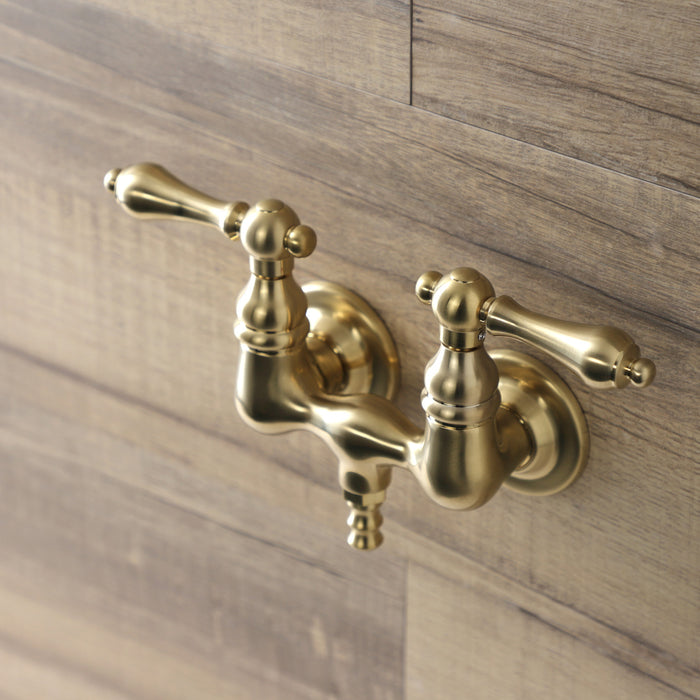 Kingston Heirloom AE31T7 - Aqua Vintage Two-Handle 2-Hole Tub Wall Mount Clawfoot Tub Faucet, Brushed Brass