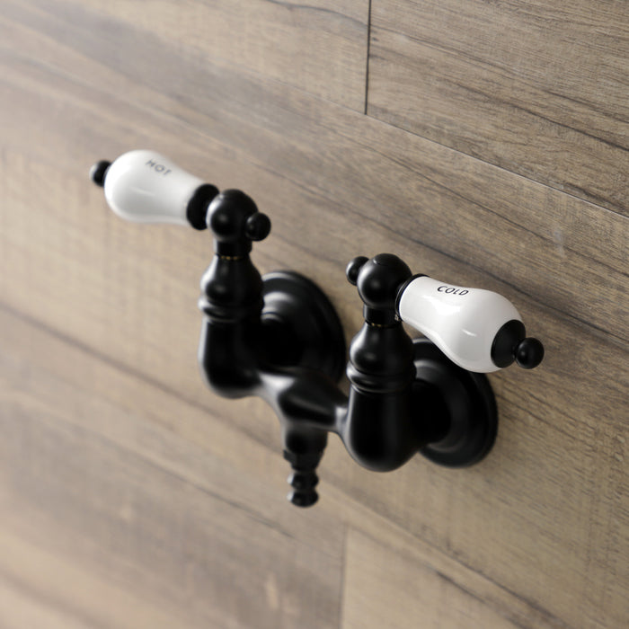 Kingston Heirloom AE33T0 - Aqua Vintage Two-Handle 2-Hole Tub Wall Mount Clawfoot Tub Faucet, Matte Black