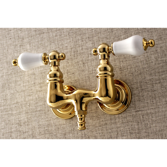 Kingston Heirloom AE33T2 - Aqua Vintage Two-Handle 2-Hole Tub Wall Mount Clawfoot Tub Faucet, Polished Brass