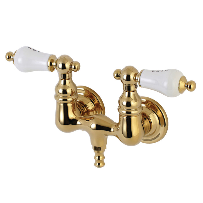Kingston Heirloom AE33T2 - Aqua Vintage Two-Handle 2-Hole Tub Wall Mount Clawfoot Tub Faucet, Polished Brass